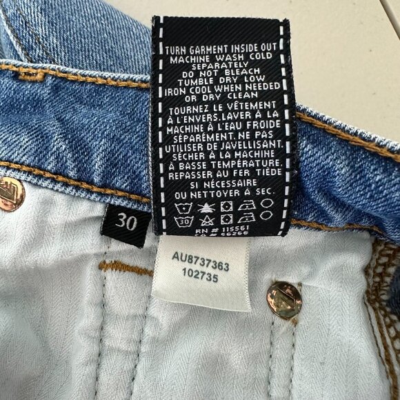 7 For All Mankind Blue Jeans High Waist Cropped Straight Size 30 - Picture 7 of 12